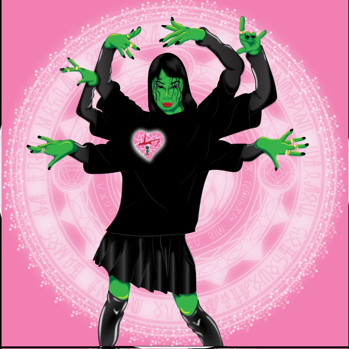 Beerus9k's tweet photo. ❤️Love Spell ❤️ cred: @alexandrohideki #inktoberart #valentines #digitalart #dopeart #illustration #valentinesday #drstrange #castspells #hearts #spells #alienrace #alien #6arms #wizard #witch #blackboots #lovespell #pink #green #black #gold #white https://t.co/csDIV1zzw6