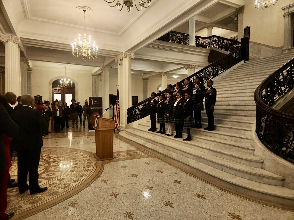 UNCF's tweet photo. More than 200 gathered this morning at the Massachusetts State House for a UNCF #HBCU breakfast celebrating #BlackHistoryMonth featuring Governor Maura Healey (@MassGovernor), Lt. Governor Kim Driscoll (@MassLtGov), State Representative Russell Holmes &amp; @Fidelity's Pam Everhart. https://t.co/cx5aOnxNEB