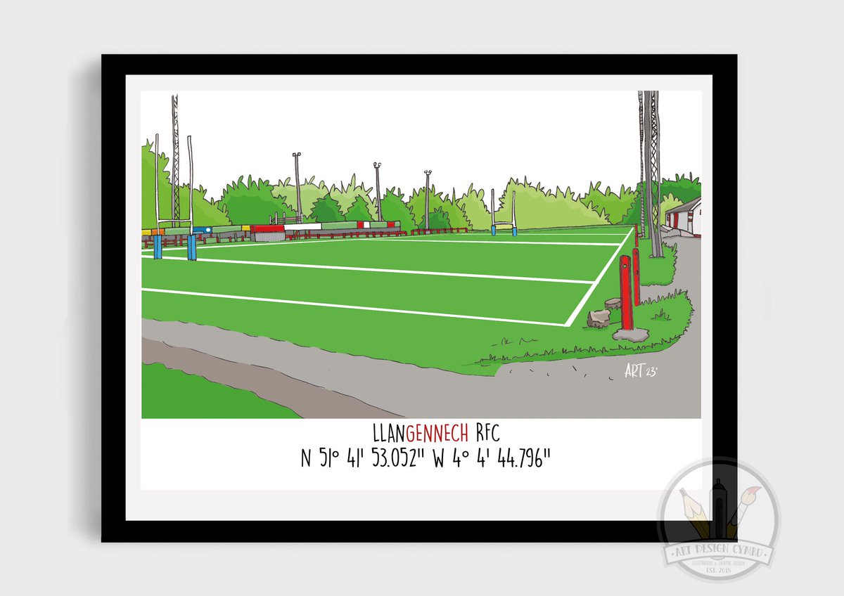 🚨New print incoming🚨

Pleased to reveal our latest grassroots print of 2023. This time it’s @RFCLlangennech. Many happy memories here as a youth player, hope I’ve done it justice. 

🛒 artdesigncymru.com/product-page/l… 

#BoisyLlan - 🏉⚫️🔴⚪️