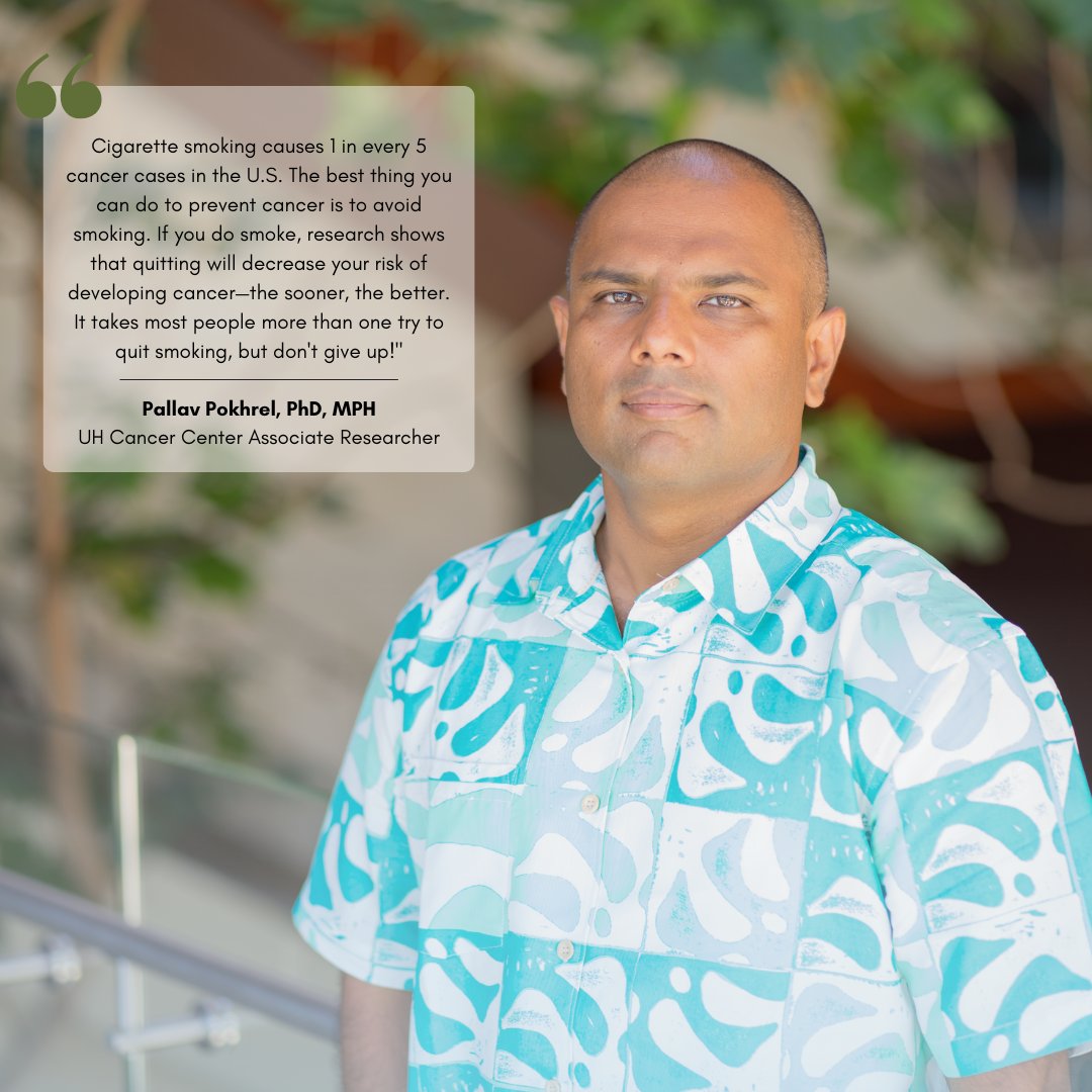 #NationalCancerPreventionMonth tip of the week from Dr. Pokhrel, who conducts research on reducing tobacco-related cancer disparities and preventing abuse of new and emerging tobacco products.