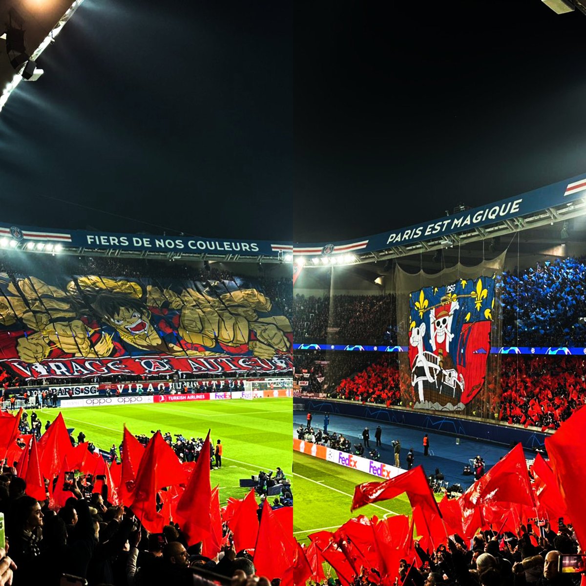 ayouboumer1's tweet photo. ♥️
 #Luffy de #OnePiece en el parque de los príncipes en el encuentro del PSG vs Bayern Múnich por la #ChampionsLeague #PSGBAY 🔥 https://t.co/rf9pk4e2j9
