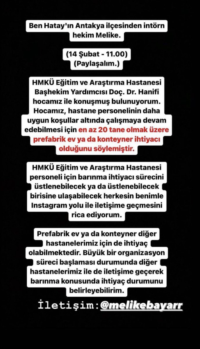 #mkusaglikcalisanlari konteyner ihtiyacı var. <a href="/ahbap/">Ahbap</a> <a href="/BabalaTv/">BaBaLa TV</a> <a href="/OguzhanUgur/">Oğuzhan Uğur</a>