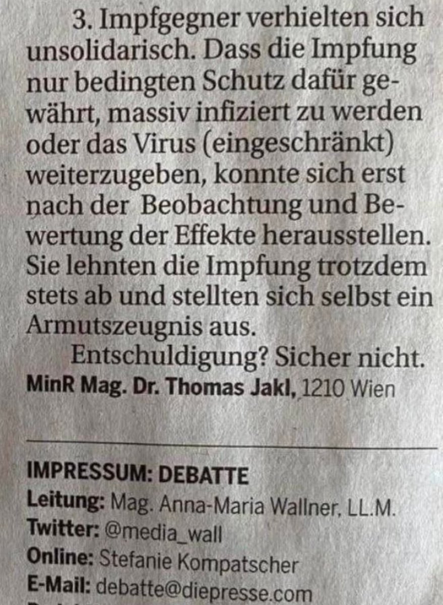MuiViertler's tweet photo. @behindthematrix #Jakl hat seinen saudummen Leserbrief unterfertigt mit #MinR
Das war also nicht seine Privatmeinung, sondern die professionelle Bewertung eines Ministerialbeamten, höchstwahrscheinlich geschrieben in der Dienstzeit am Dienstlaptop.
@lgewessler Rücktritt! https://t.co/Rp5xXB5Pg4