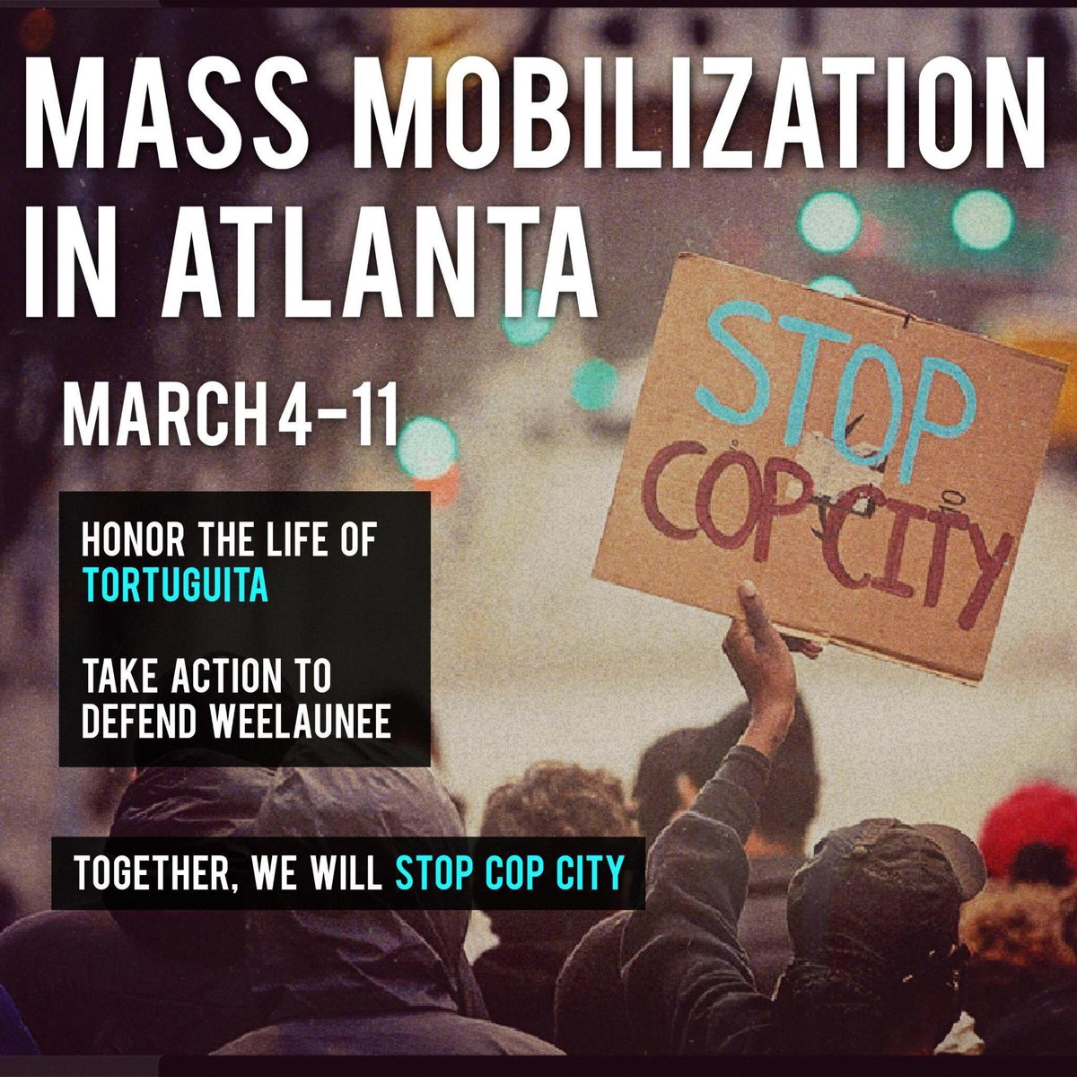Come to Atlanta!

Stop Cop City convergence coming up March 4-11