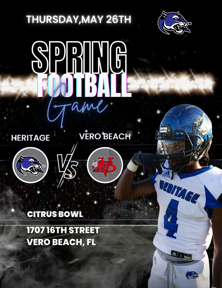 The spring stage is set! May 25th we will take on <a href="/VBFootball/">Vero Beach Football</a> 6pm #FINDAWAY #GOBIGBLUE #Dominate <a href="/Coach23EJ_Mayes/">Amayzing Elite FB Academy</a> <a href="/ScottRaymond7/">Coach Scott Raymond</a> <a href="/Kee2Wavy_/">Kevarris “Kee” Cohen Jr. #23</a> <a href="/CoachPolimice/">Coach Polimice “ Coach P”</a> <a href="/Coach_Benson9/">Mykel Benson</a> <a href="/TayshawnBenson/">Tayshawn Benson</a> <a href="/tashon_townsend/">Tashon Townsend</a> <a href="/deavenm7/">Deaven Mcdonald</a>