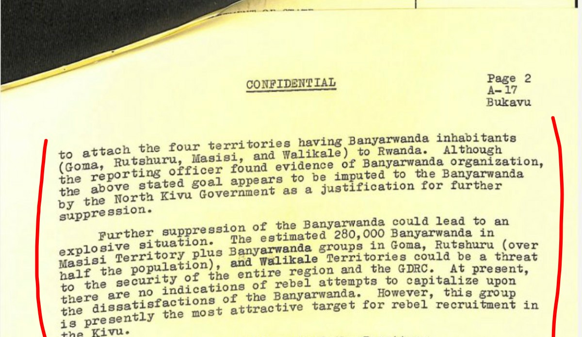 YolandeMakolo's tweet photo. Interesting. Detailed analysis by US diplomat 58 years ago showing unresolved issues that continue to plague our region. Until these root causes are grappled with, peace will elude us. This is why implementation of Luanda and Nairobi agreements are critical. https://t.co/N94VOwyoxe
