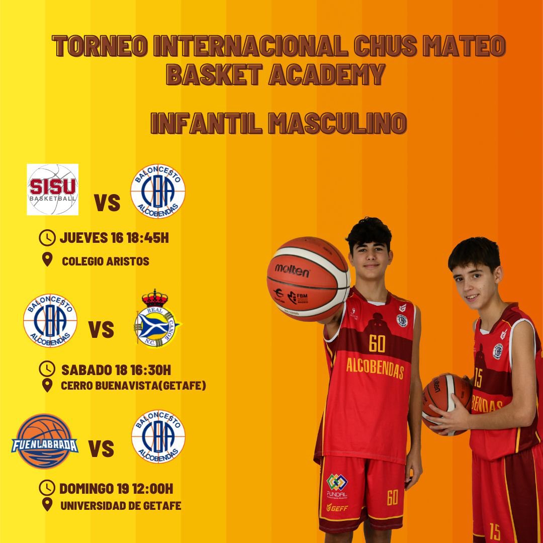 cbalcobendas's tweet photo. #CanteraCBA

Desde este jueves el #InfAMasc jugará el torneo internacional organizado por @ChusMateoAcadem .
Un torneo que tendrá equipos de toda Europa, nuestro primer partido será contra el @sisubasketball Danés.

¡Mucha suerte a nuestros chicos! 💪🏼💪🏼

#SienteElGranate https://t.co/gRC0m40PZW