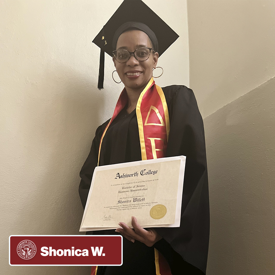 AshworthCollege's tweet photo. Shonica is absolutely thrilled to have earned her diploma and is ready to make her dreams a reality. Congratulations, Shonica! #2022Grad 🎓
Learn more about Ashworth's programs today! https://t.co/u8BUKCSzru https://t.co/9tK6R6SBgO