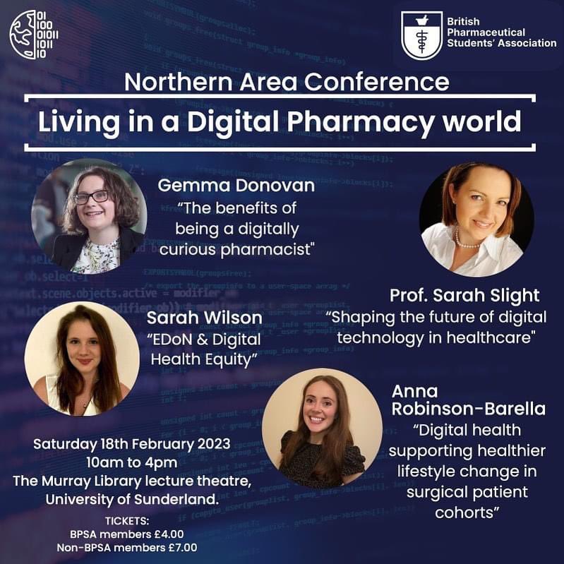 Anna Robinson-Barella (@annarobpharm) on Twitter photo This weekend — the <a href="/BPSA/">The BPSA</a> Northern Area Conference — an event I attended many times as an undergrad, but this time I’ll be speaking (about my PhD).
Other speakers are: <a href="/AbsoluteGem/">Dr Gemma Donovan</a>, <a href="/sarahwilson99_/">Sarah Wilson</a> & <a href="/sarahpslight/">Sarah Slight 🇺🇦</a>
Not to be missed! 👏🏼📲💊 This weekend — the <a href="/BPSA/">The BPSA</a> Northern Area Conference — an event I attended many times as an undergrad, but this time I’ll be speaking (about my PhD).
Other speakers are: <a href="/AbsoluteGem/">Dr Gemma Donovan</a>, <a href="/sarahwilson99_/">Sarah Wilson</a> & <a href="/sarahpslight/">Sarah Slight 🇺🇦</a>
Not to be missed! 👏🏼📲💊