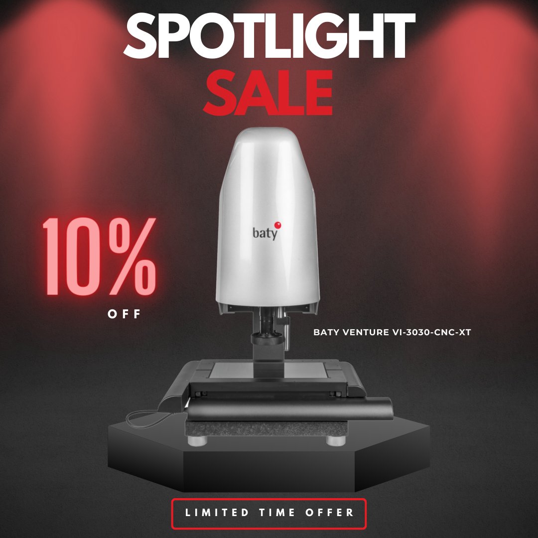 EclipsetoolsNA's tweet image. Product Spotlight Sale: Save 10% on the Baty Venture VI-3030-CNC-XT! 
The Baty Venture VI-3030-CNC-XT is more than a vision system. It can also function as a:
✓ Coordinate-Measuring Machine 
✓ Microscope 
✓ Optical Comparator 

#partnersinprecision #baty #measurement #savings