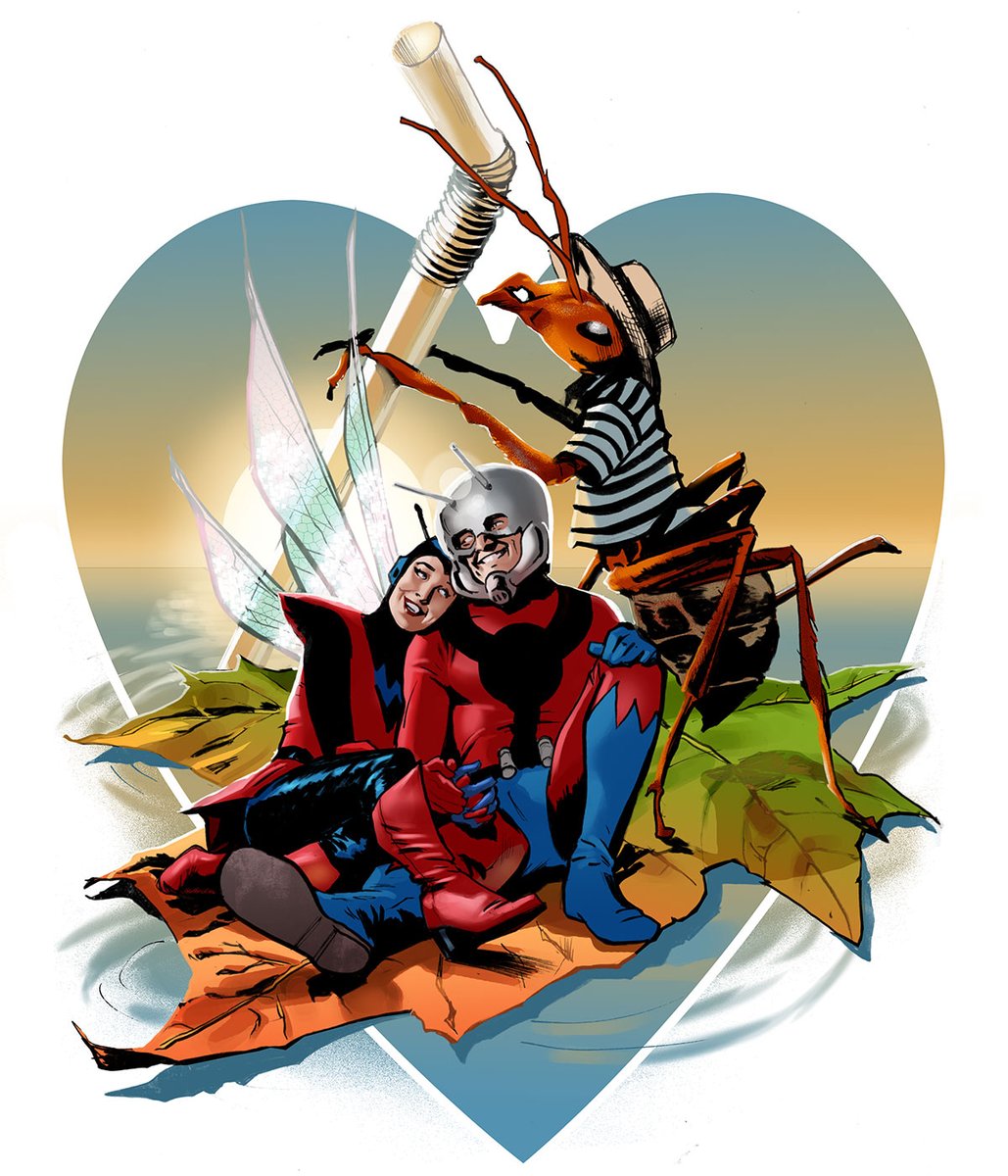 Happy Valentine's Day *and* ANT-MAN AND THE WASP: QUANTUMANIA week - here's the color version of the ridiculous piece I drew for #Jacktober a few years back.