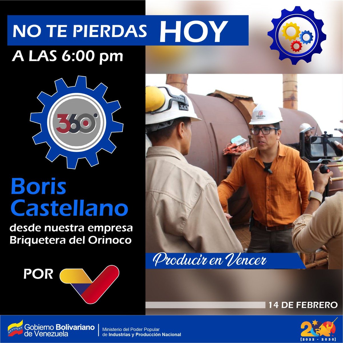 sgrguayana's tweet photo. #NoTeLoPierdas #Hoy desde las 6:00 pm ¡SINTONIZA! el programa @360enDirecto con el periodista @BCastellanoVTV por el canal @VTVcanal8
@NicolasMaduro
@HAbreuMRT
@buhopsuv
#CVGen360
#CVGenVtv
#CVGTrabajamosParaTi #LasSancionesSonContraElPueblo https://t.co/3kwPsug2zI