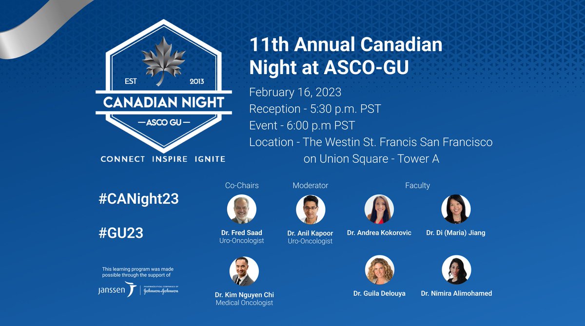 Don’t miss a live and virtual event, #CANight23 that Janssen is organizing at the ASCO #GU23. The educational program for Canadian healthcare professionals features a discussion on the importance of treatment intensification for patients with advanced prostate cancer.