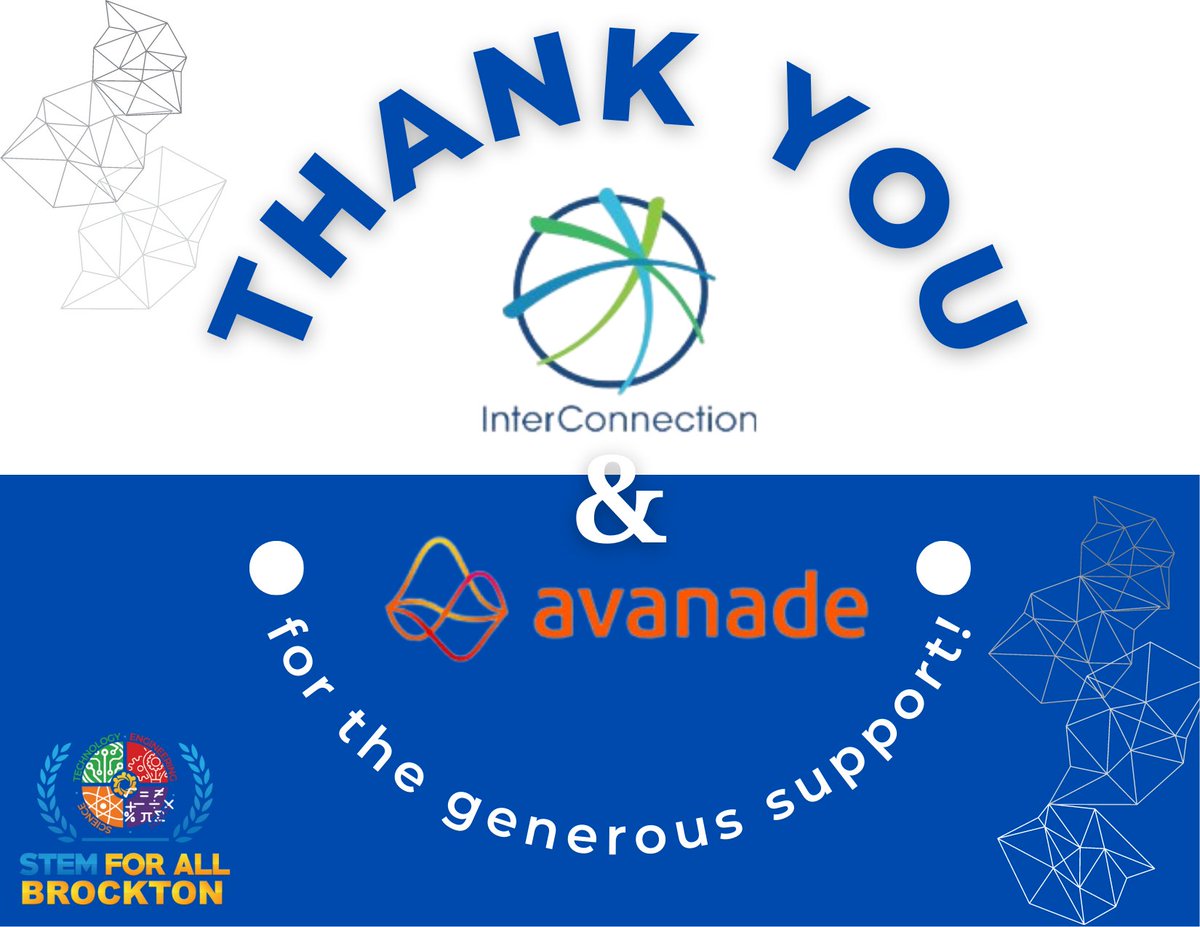 We at STEM For All Brockton would like to extend a special thank you to our recent partners @interconnection and @avanade for their generous donation of 15 laptops to meet the needs of our growing program and curriculum! Thanks for helping us bring STEM education to all!
#STE...