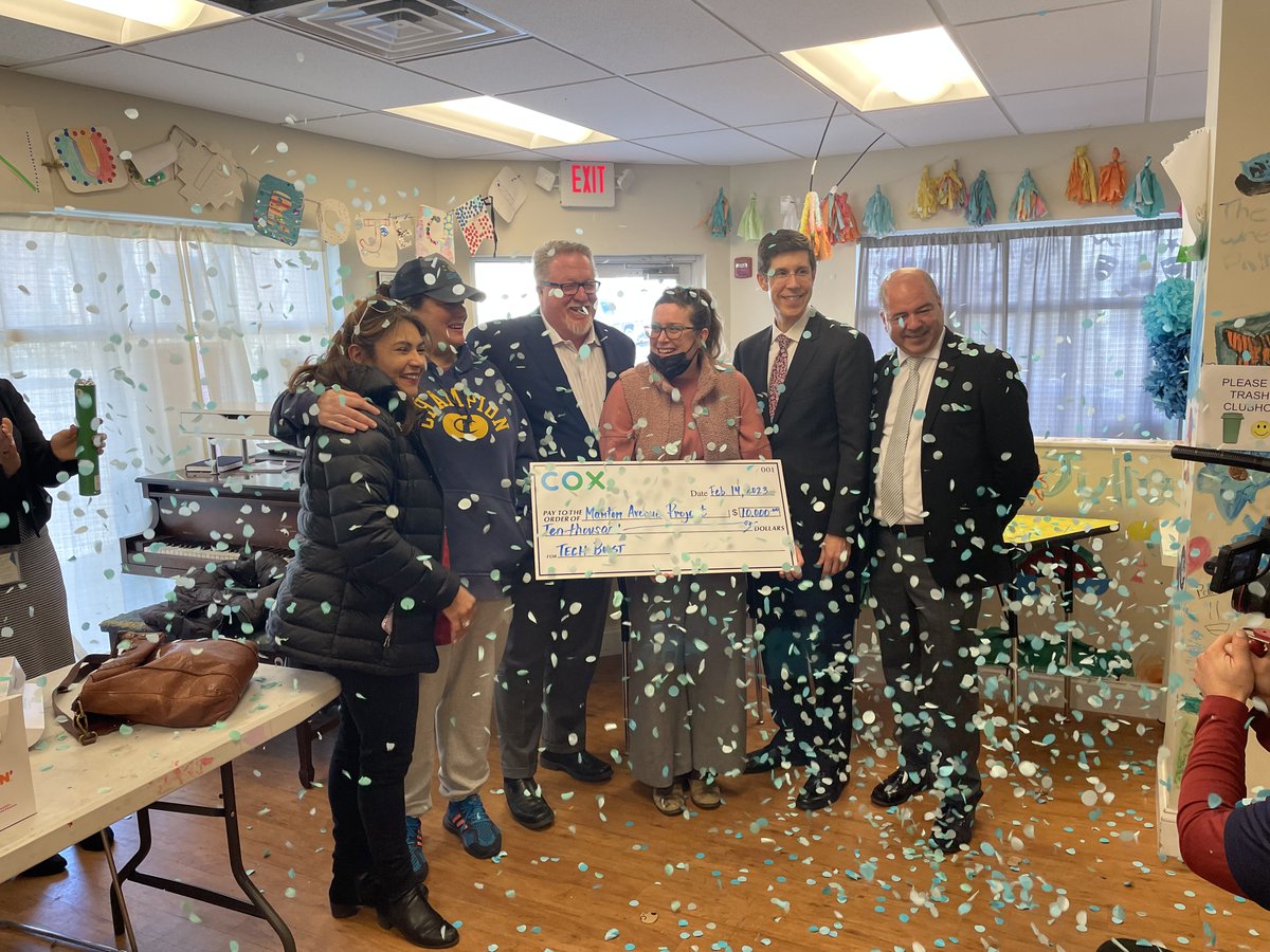 PVDMayor's tweet photo. Thank you @CoxComm for presenting the Manton Avenue Project (MAP) with a $10,000 check through the Cox Tech Boost program. This investment in our community demonstrates Cox's commitment to bridging the digital divide and empowering our youth through the power of technology. https://t.co/Ou9bJ2GYTx