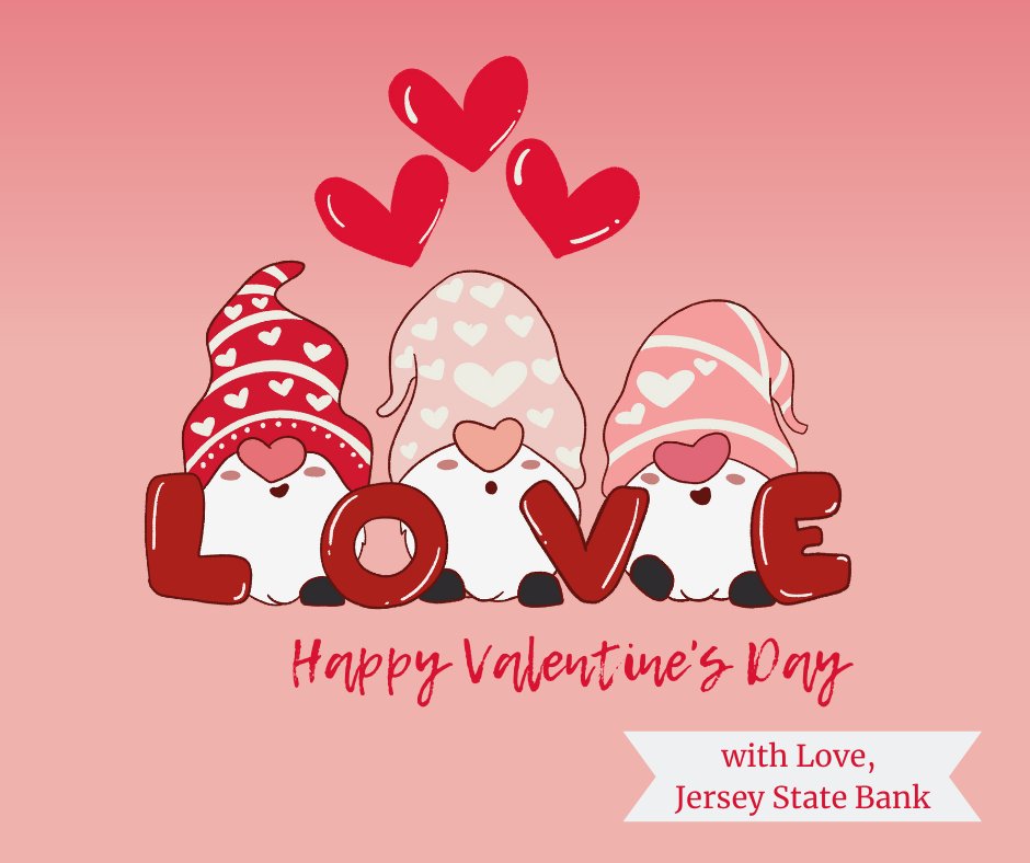 JerseyStateBank's tweet photo. Happy Valentine's Day from Jersey State Bank! https://t.co/uqHIRWKNyz