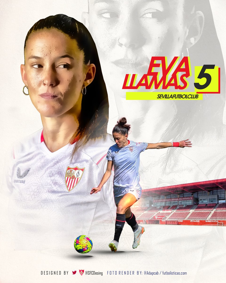 SFCDesign's tweet photo. ¿Y esta jugona?: @EvaLlamas6 @SevillaFC_Fem  

Foto render: @Adapcab y @FutbolisticasES. Gracias!.

😉 @fansevallamas 

Tamaño completo AQUI: https://t.co/q84FoBrHOp https://t.co/CbaJli6DcG