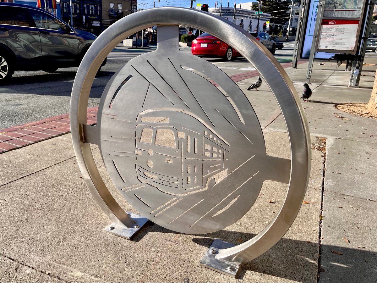 PCC streetcar-themed bike racks were installed along Market Street at Castro Street yesterday. 

CC: <a href="/sfmsr/">Market Street Railway</a>, <a href="/VisitTheCastro/">CastroCBD</a>