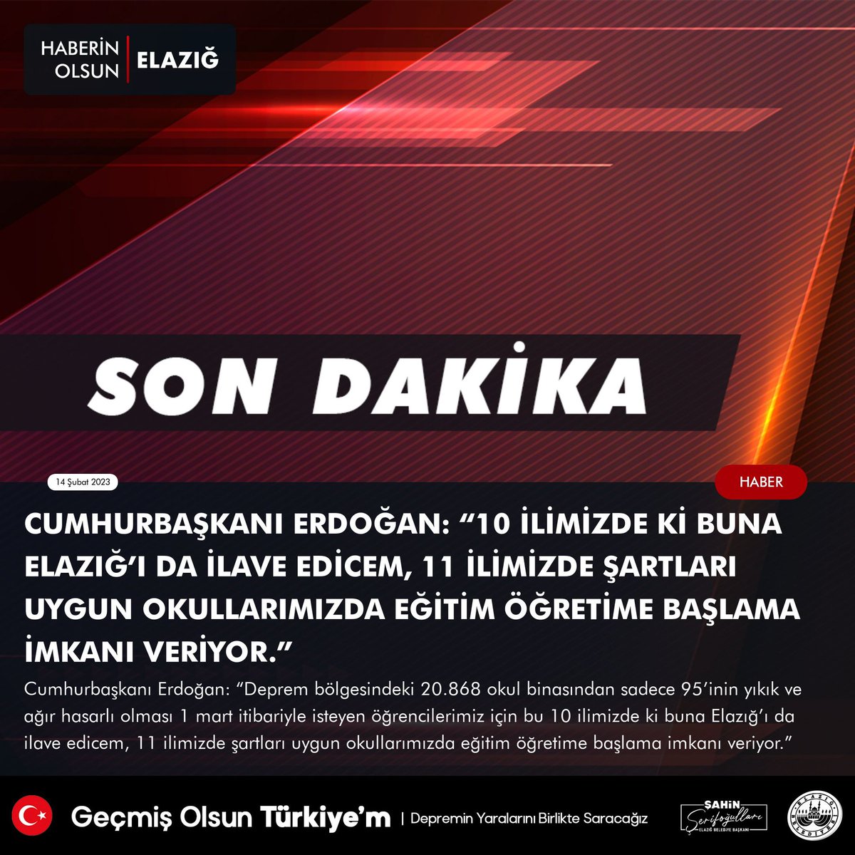 11. İl lafı ilk defa dillendirildi. Önemli bir gelişme bu..
#ElazığAfetBölgesiİlanEdilsin 
#ElazığıUnutma 
#elazığdeprem
