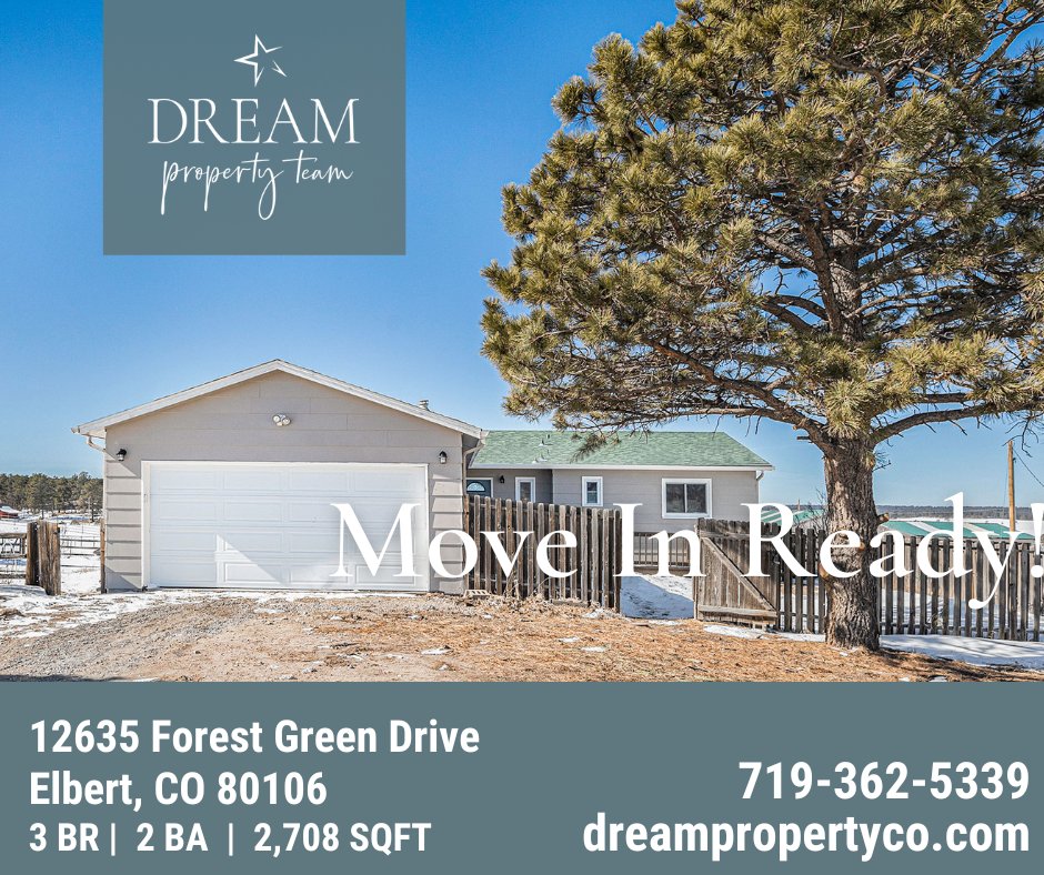 DreamPropertyCo's tweet photo. #JustListed🎉
12635 Forest Green Drive
Elbert, CO 80106

#DreamPropertyCo #HomesForSaleColoradoSprings #OpenHouse #FixandFlip #WeBuyHomesForCash https://t.co/OzGwG83Jl6