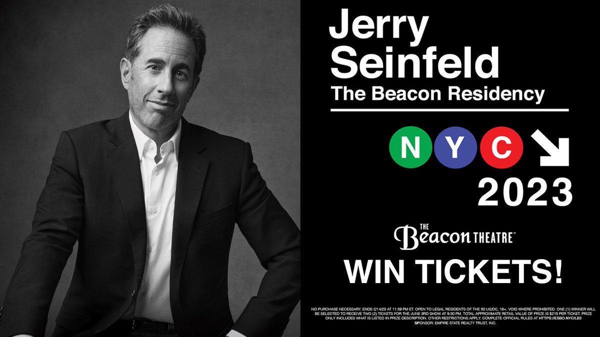 EmpireStateBldg's tweet image. .@JerrySeinfeld fans—win tix to the #Seinfeld show at the @BeaconTheatre on 6/3 at 9:30pm for you and a loved one⭐️
 
To enter, follow @empirestatebldg &amp;amp; @BeaconTheatre, then RT this tweet. Sweepstakes ends 11:59PM ET, 2/14.
 
Open to 18+ US esbo.nyc/lb3…