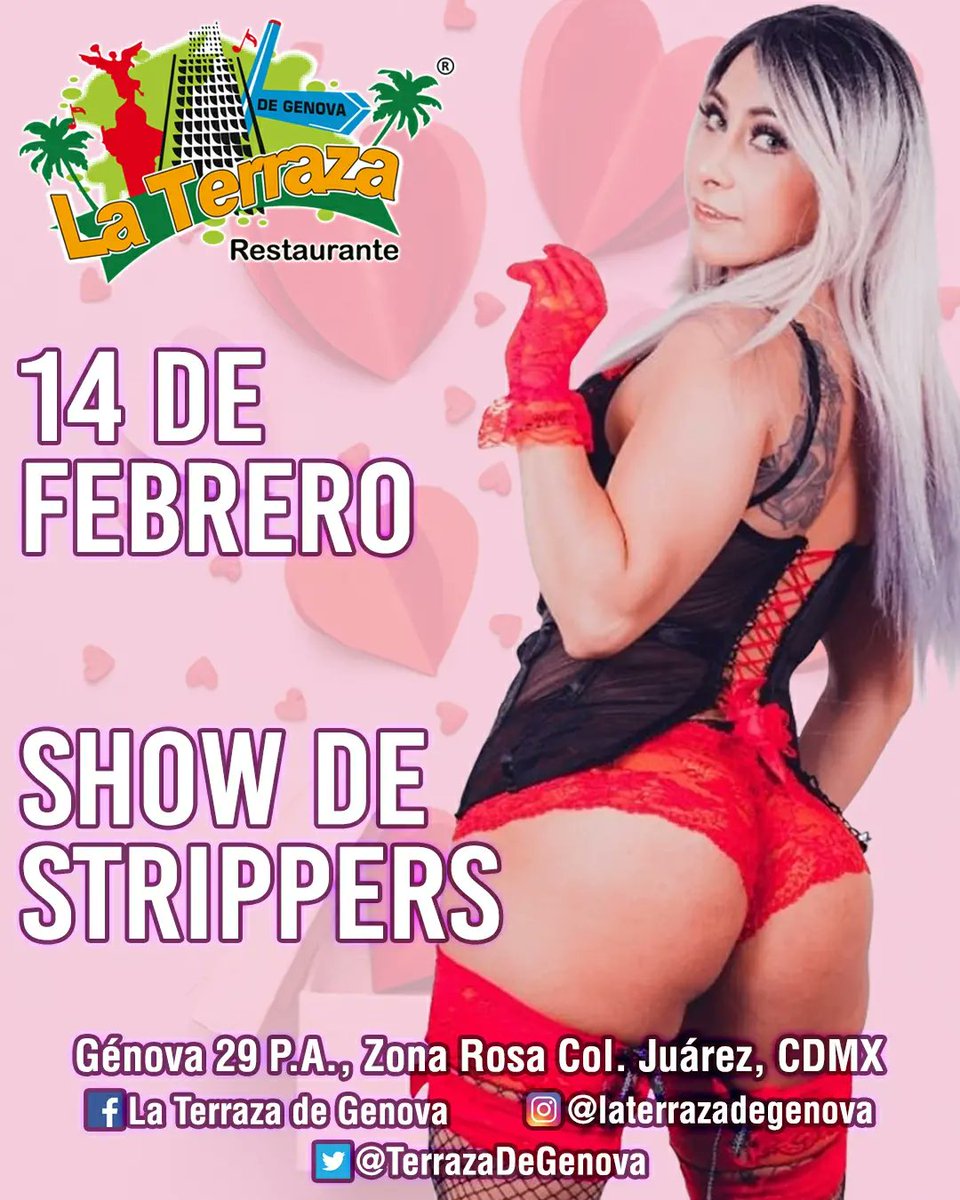 TerrazaDeGenova's tweet photo. Este #14deFebrero❤️😍❤️🏹🎁 celébralo al máximo en el mejor lugar de la #ZonaRosa, La #TerrazaDeGénova.

Tendremos un increíble #ShowDeStrippers para #Ellas y #Ellos, diversión garantizada.

¡No faltes! https://t.co/xk0EqAG7X8