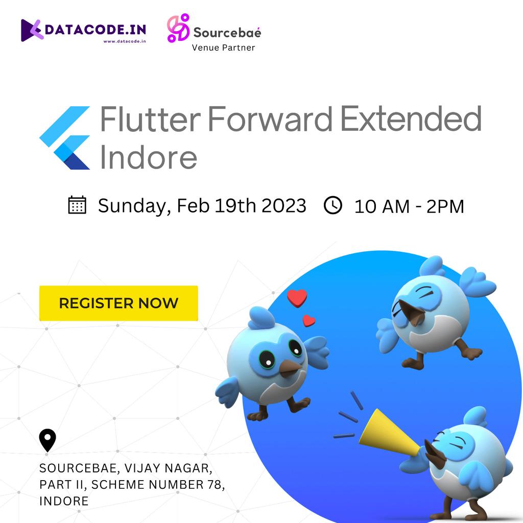 nebula2004's tweet image. Heya Folks !! If you are in indore , then you can&apos;t miss this . 
@Datacode_in @flutter_indore are together and came across this amazing event . So grab your right now forms.gle/JZwaVVoBCCzuJM… 
See you at the venue 💙🥳