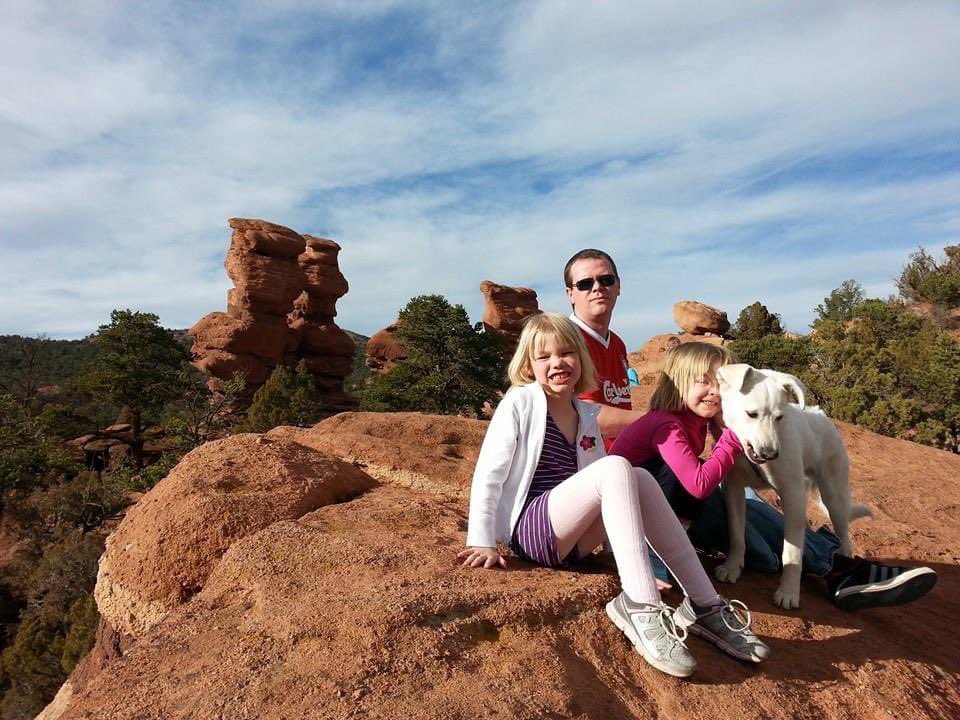 We were hiking #GardenoftheGods in #ColoradoSprings. The dog is showing his angry smile. Kaya doesn’t care. She had no fear. 

#ValentinesDay #Grief #childloss #missyou #kaya
