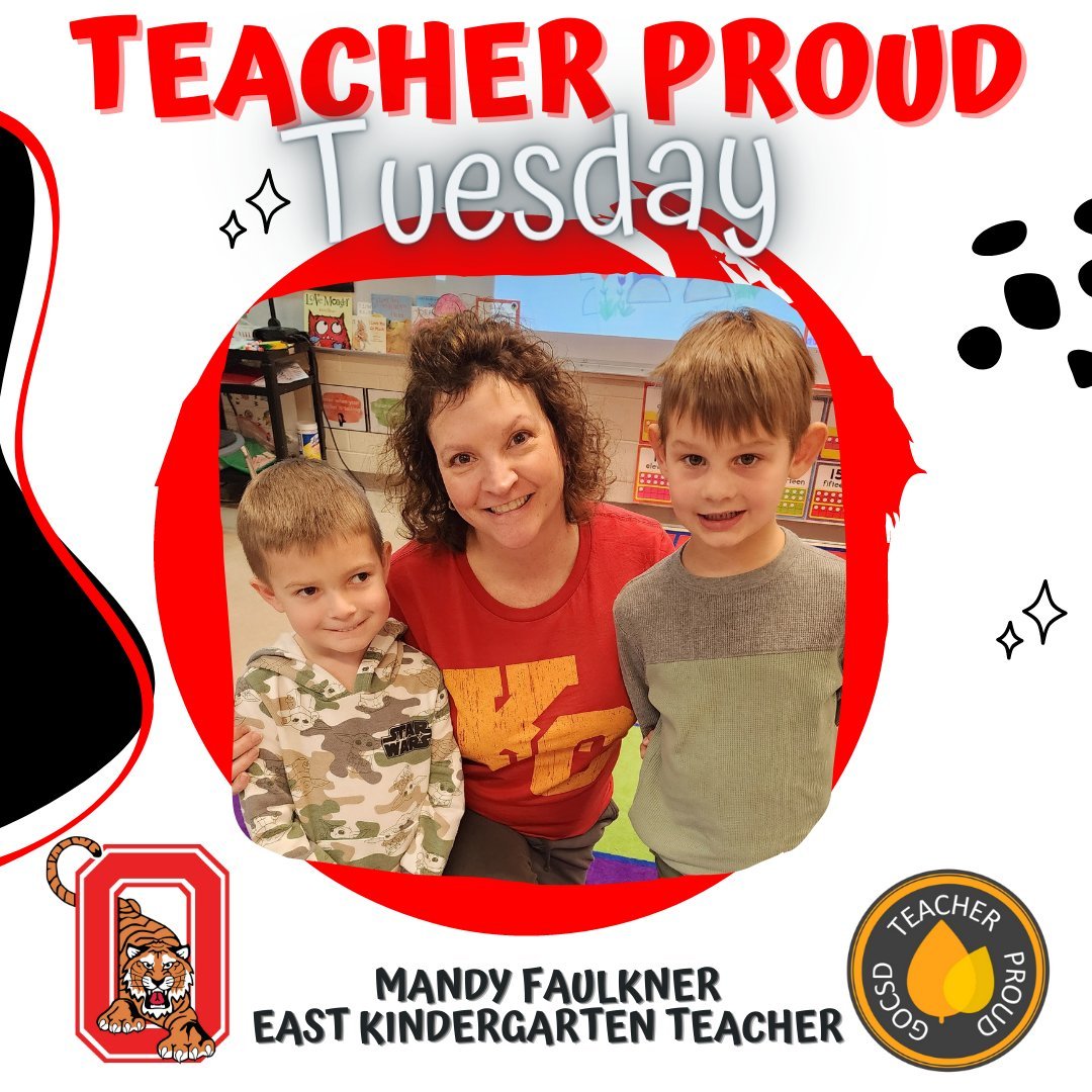 It’s #TeacherProud Tuesday! Today we’d like to honor Mandy Faulkner, kindergarten teacher at East. Mrs. Faulkner creates a warm welcoming environment for our littlest learners! She ensures every student in her classroom gains the confidence to succeed regardless of circumstances.