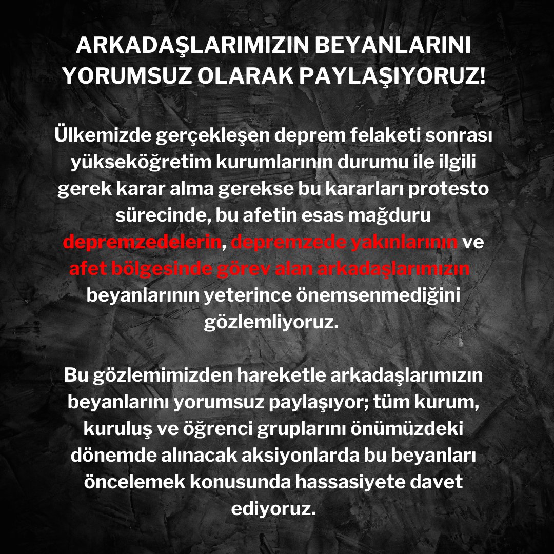 gsusfk's tweet photo. ARKADAŞLARIMIZIN BEYANLARINI YORUMSUZ PAYLAŞIYORUZ! https://t.co/dAGBUYdhgw