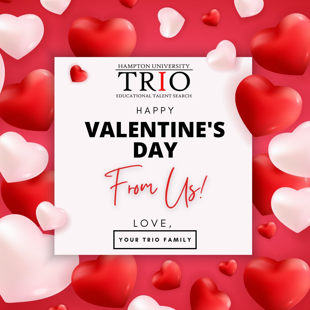 HUTalentSearch's tweet photo. Happy #valentines from our #triofamily #talentsearch program to our #hamptonroads students and families! We hope you have a great rest of your day with loved ones.
#trioworks #hbcu #homebythesea #wearefamily https://t.co/06cIgkEniV