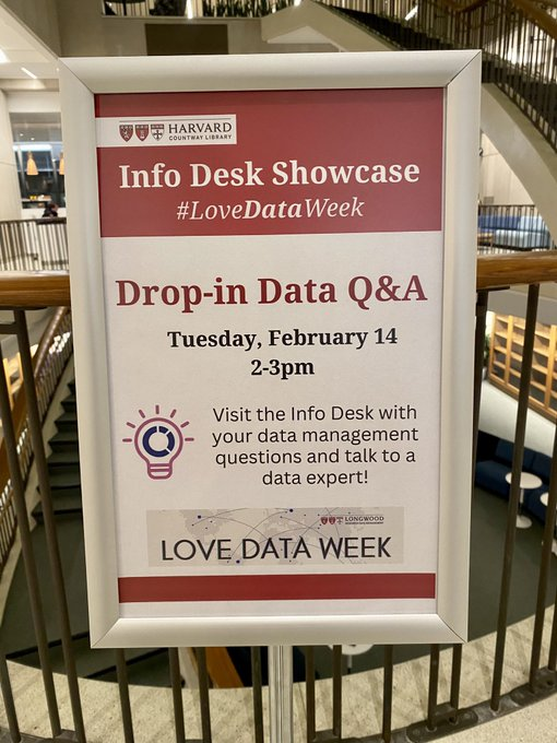 lmardmwg's tweet image. Got #ValentinesDay plans? ❤️ Stop by the @HMSCountway Info Desk at 2pm to chat with data librarian @jgolds2. Ask questions, pick up a data valentine, and snack on some candy! 🍭🍫 #LoveData23 #LoveDataWeek libcal.countway.harvard.edu/event/10344201…