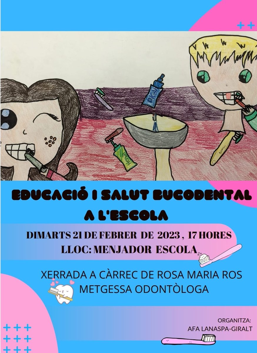 AfaLanaspa's tweet photo. Portem la salut bucodental a l'escola.
Aviat notícies sobre una nova iniciativa de l'#AfaLanaspa i l'@EscolaGiralt
#Terrassa https://t.co/B4sh51PND2