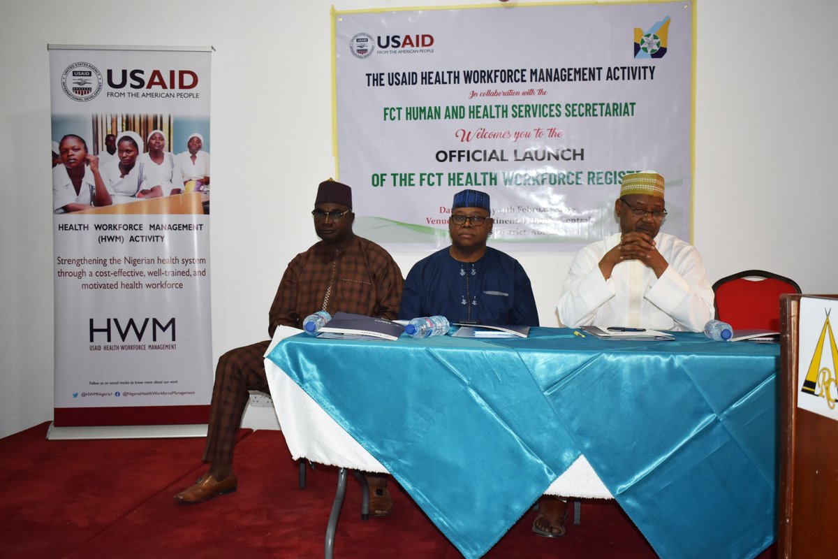 HWMNigeria's tweet photo. We are excited about today’s launch of the FCT Health Workforce Registry. The event has set in motion the use of a Human Resource for Health Information Management System to manage the recruitment, deployment, and professional development of the FCT’s health workers. https://t.co/Bq2dWb276m