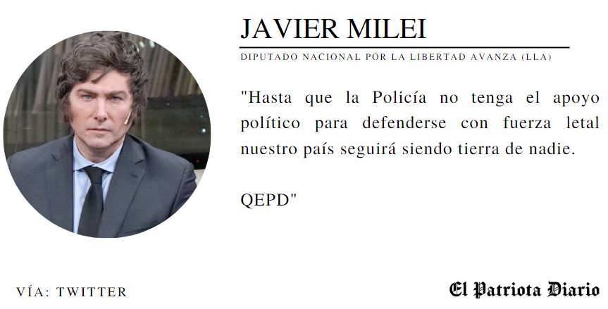 FactoenX's tweet photo. AHORA 🇦🇷 | Por la INEPTITUD de Horacio Larreta en CABA, una policía de la ciudad falleció de un tiro en la nuca al no poder DEFENDERSE de un delincuente

Javier Milei se refirió al hecho: https://t.co/6cgpuVbue5