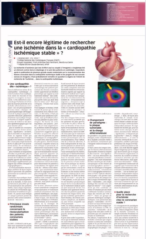 Article dans cardiologie pratique de notre expert du @CNCFCardio , le Dr @rosencher ☀️