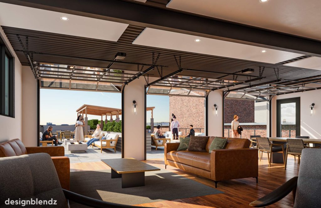 Designblendz's tweet photo. Our architecture team has developed a creative and innovative design combining new construction and adaptive reuse. The new and old buildings will be attached internally and will share amenity space, including a rooftop pool, a roof deck, a dog park, and a playground. https://t.co/Ya2jap3ZRK