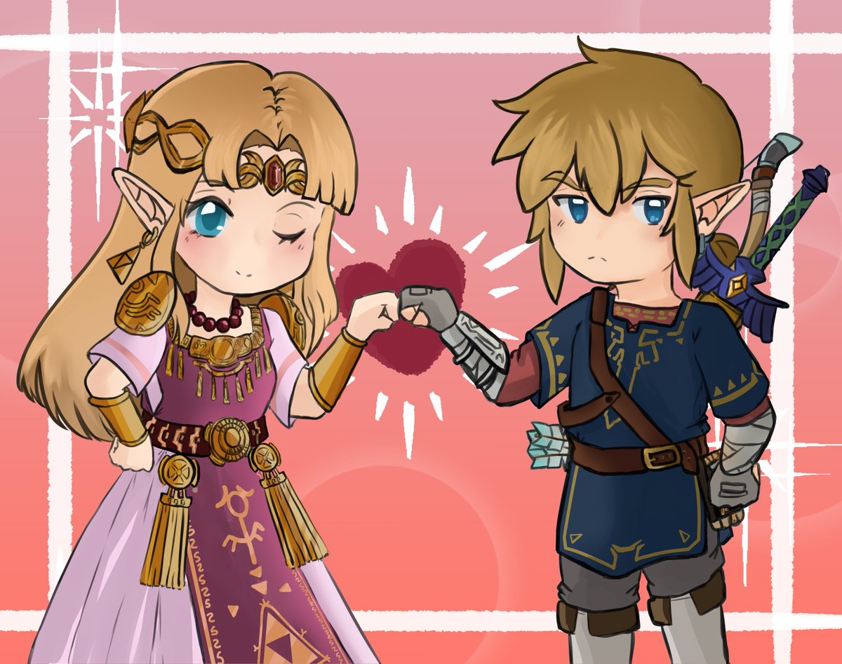 Zuldita's tweet photo. 1/2 
Hola amigos, bonito día del amor y la amistad. Finalmente aquí el reboot del team Zelink (Not Team en aquel entonces) #Zelink #SmashUltimate #Zelda #PrincessZelda #Linkbotw #BreathoftheWild #Linksmash #SuperSmashBros #ValentinesDay #couple #drawing #digitaldraw https://t.co/skV4vrkXHM