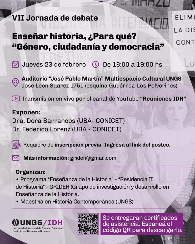 Compartimos flyer de difusión VII Jornada de debate. Expositores: Dora Barrancos y Federico Lorenz.
Requiere inscripción previa: forms.gle/s9eLGhYnPR98M9…
Muy recomendable!👍
