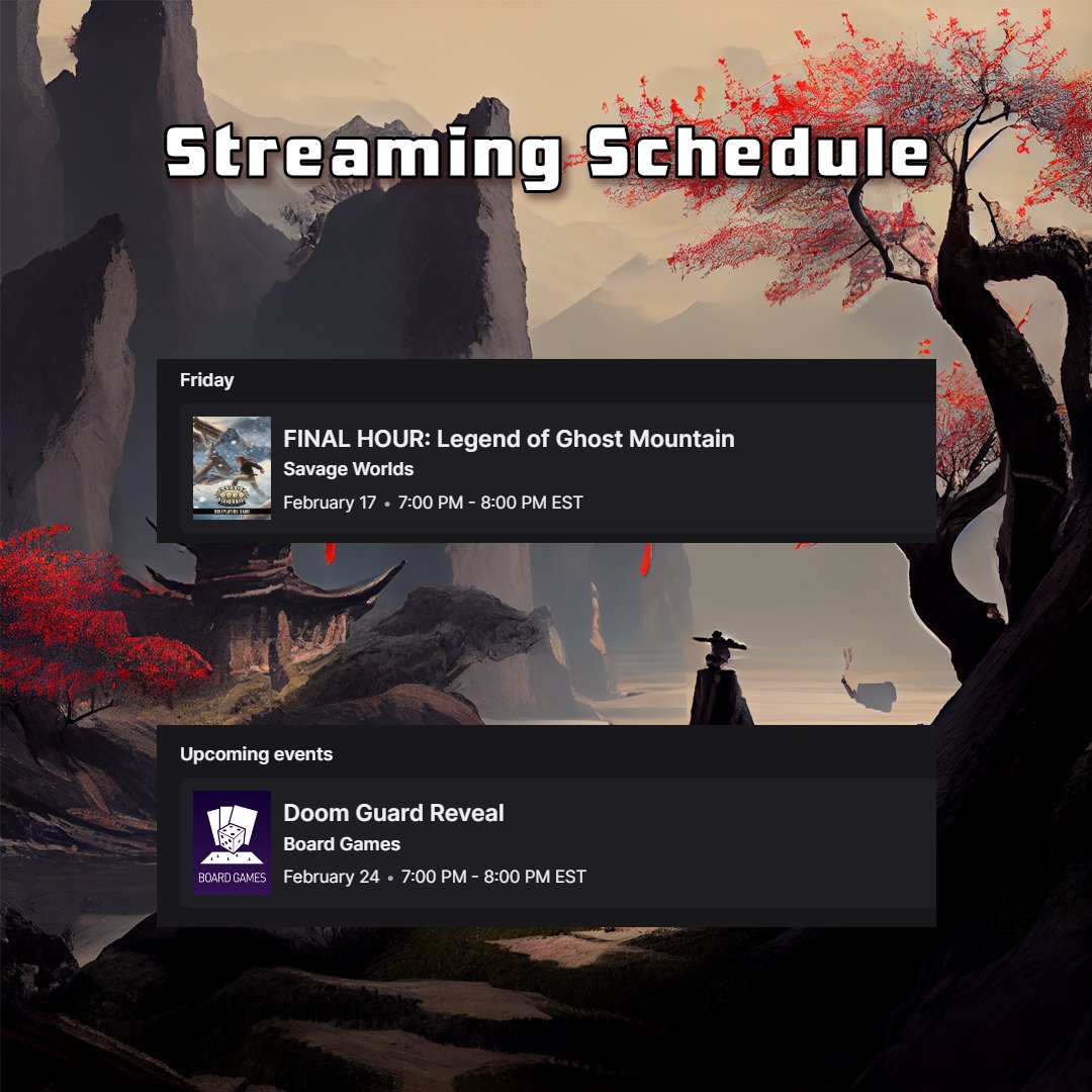 PEG_Games's tweet photo. Upcoming LiveStreams: β©οΈ FRIDAY 7pm Eastern - Final Hour Legend of Ghost Mountain
π¦ΈNEXT Friday - DOOM GUARD Board Game reveal!
https://t.co/GGHJMrNZC1
#yearofsavageworlds #doomguard #legendofghostmountain https://t.co/opugQi8xpU