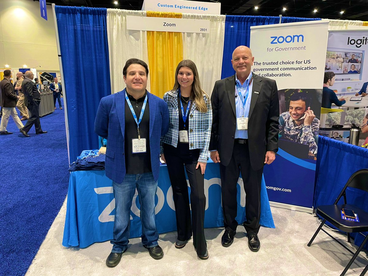 Carahsoft's tweet image. Hey #WEST2023! We've got @Zoom's latest #virtualcollaboration solutions on display in booth #2931! Learn more about #ZoomForGovernment &amp;amp; how it can deliver secure, compliant capabilities for your agency.