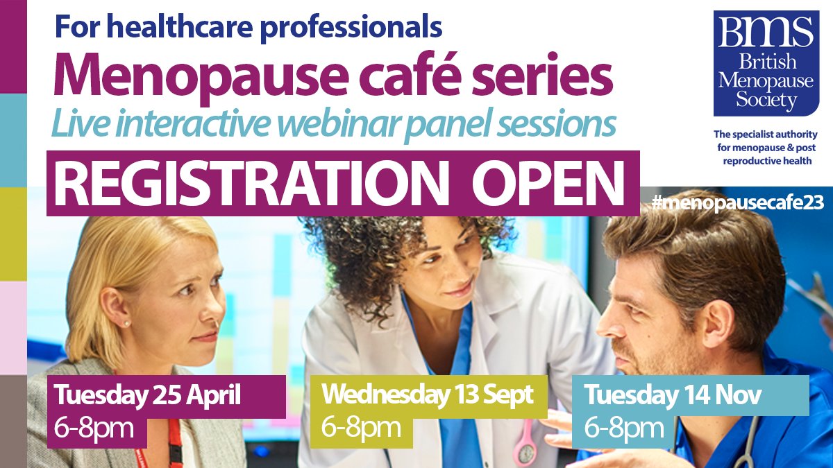Brand new #menopause webinar series for healthcare professionals. 2 hour sessions, live &amp; interactive. Specialist menopause panellists. Evidence based education. Reduced rate for BMS members #menopausecafe23 bit.ly/3jhEwBs