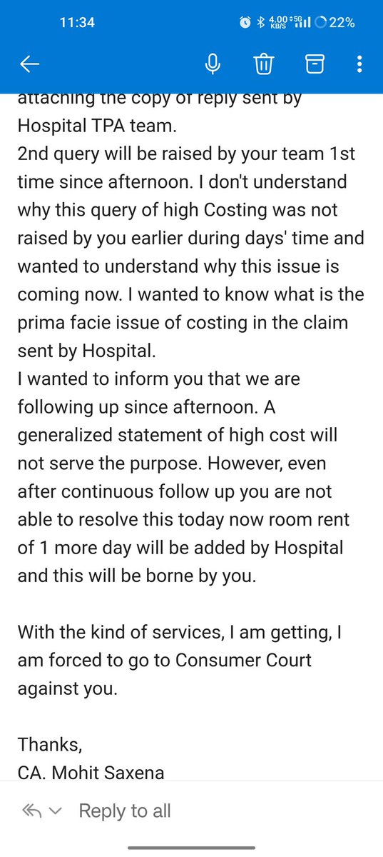 mohitcams's tweet photo. And the drama continues from @MdindiaTpa. I have replied but the team is saying they will not consider my reply. They need answers from the Hospital. However I have told them clearly that no one will be available from the hospital after 9.30 PM. But still they don't care. https://t.co/399udvNG5a