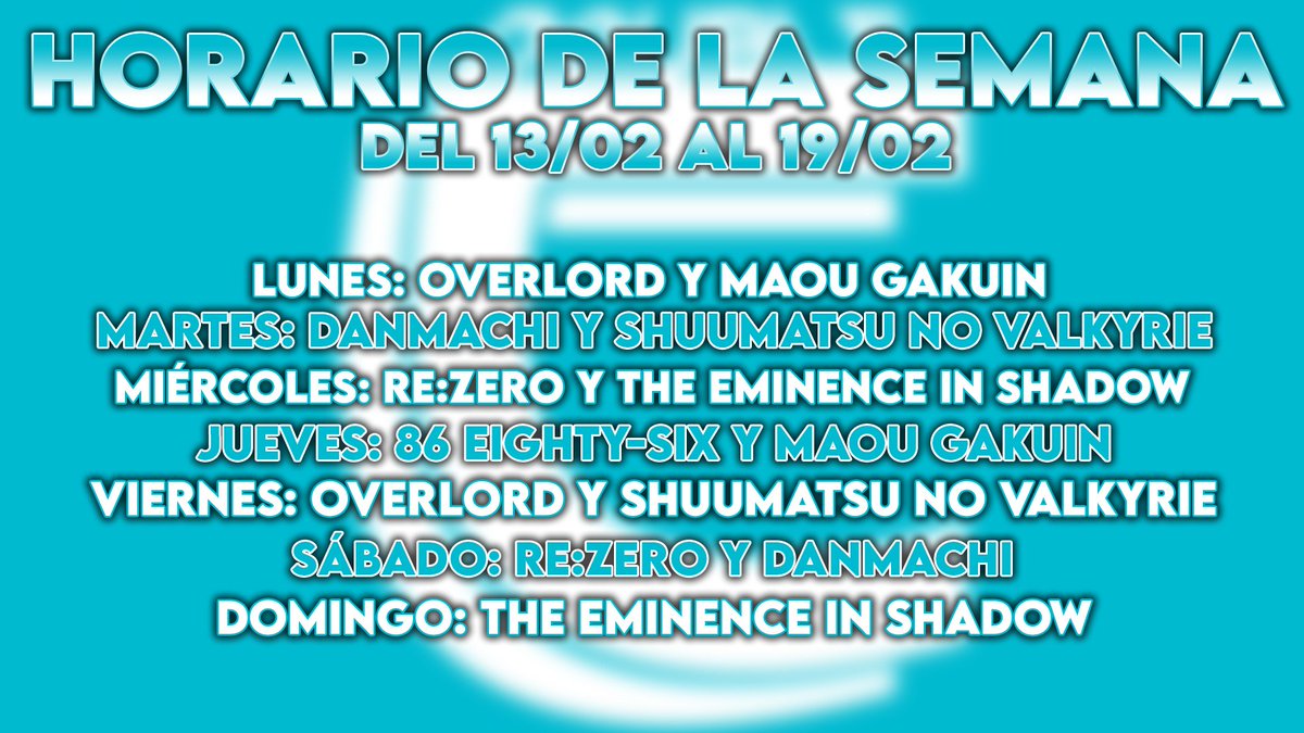 Ayer se nos olvidó ponerlo, pero aquí tenéis el horario de esta semana ^^