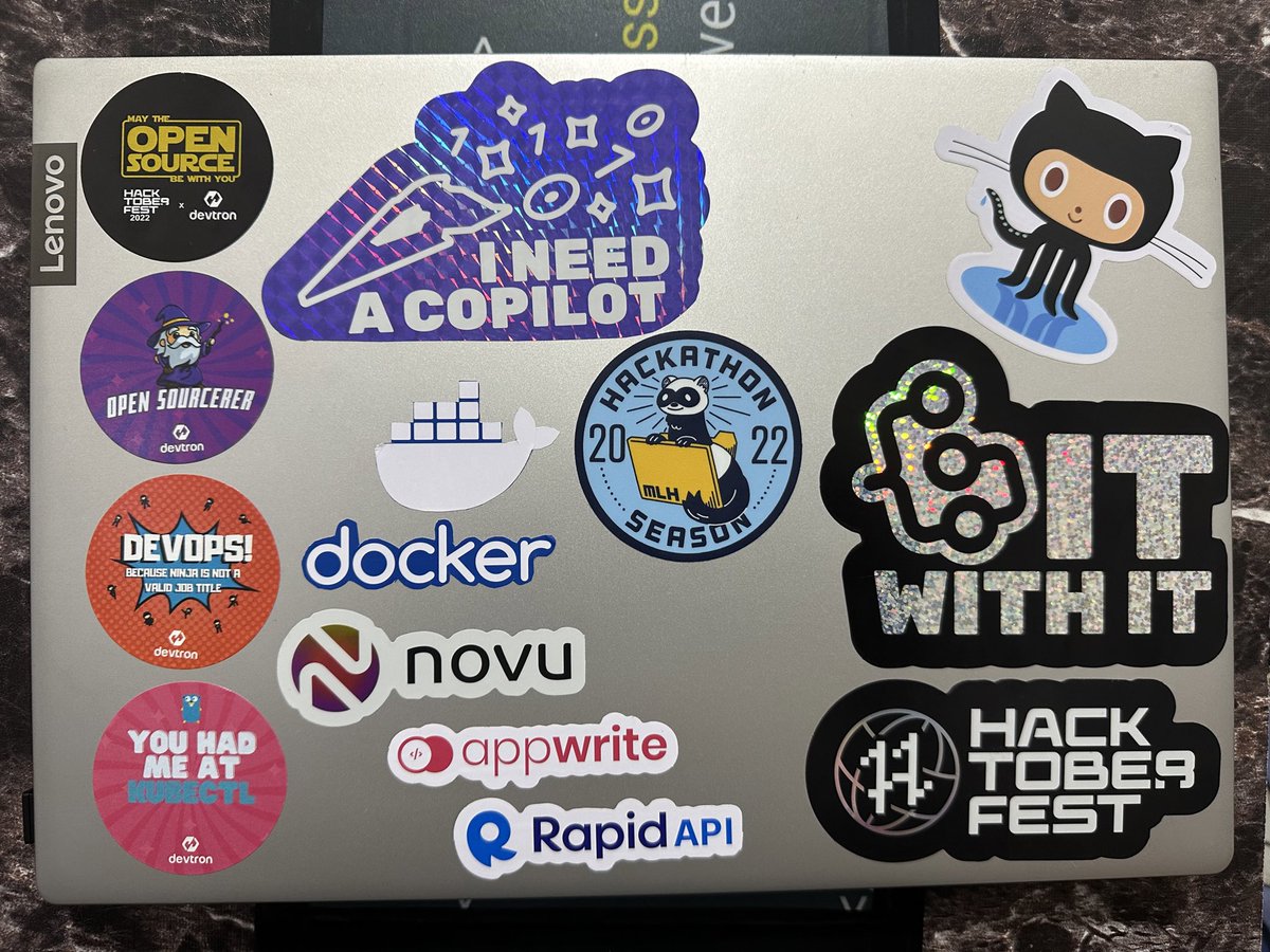 AnupeshVerma's tweet photo. Thank you @hacktoberfest @Docker @appwrite @Rapid_API  for the beautiful stickers. https://t.co/qlDGuQTQ6a