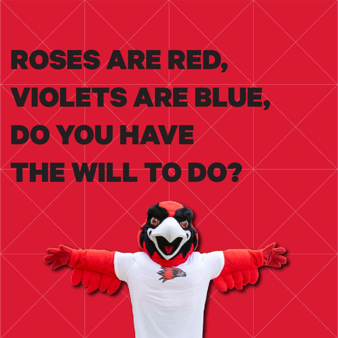 SEMissouriState's tweet photo. Roses are red, violets are blue, Redhawks have the #WillToDo https://t.co/BRaTWVu5EE