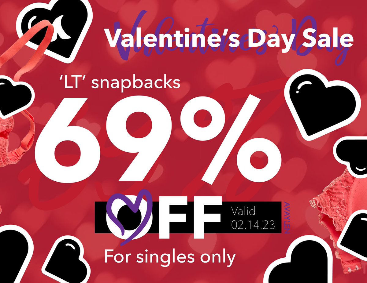 AvaylenUSA's tweet photo. Happy Avaylentines Day♥️ In honor of today, we are giving out our largest deal yet to all the Singles out there on our ‘LT’ snapbacks! Who doesn’t love a good, fun 69 percent off hats!! Avaylen brand, big savings, and sick gear- it’s the ultimate threesome!!
#avaylen https://t.co/8b4uCKUnO5