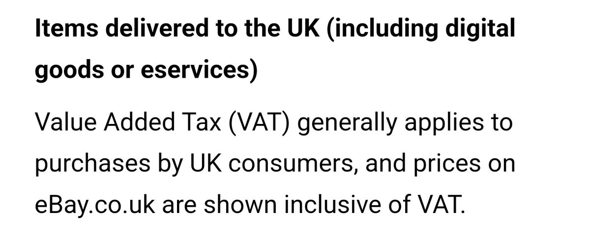 mc_nibbles's tweet photo. @AskeBay hey. Why was I charged extra for VAT on a UK purchase and a shop based in the UK? I checked ebays terms, and it says VAT is always included in the price for purchases on eBay UK. Thanks! https://t.co/7AaWZEcNOB