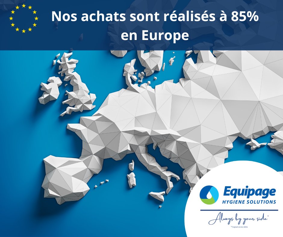 EquipageHygiene's tweet photo. Nos achats sont réalisés à 85% en Europe !

Cette stratégie et cet engagement nous permettent de nouer des partenariats solides avec les fabricants, mais également de garantir une sécurité et une qualité d'approvisionnement à nos clients. https://t.co/ATIBVwhVBm