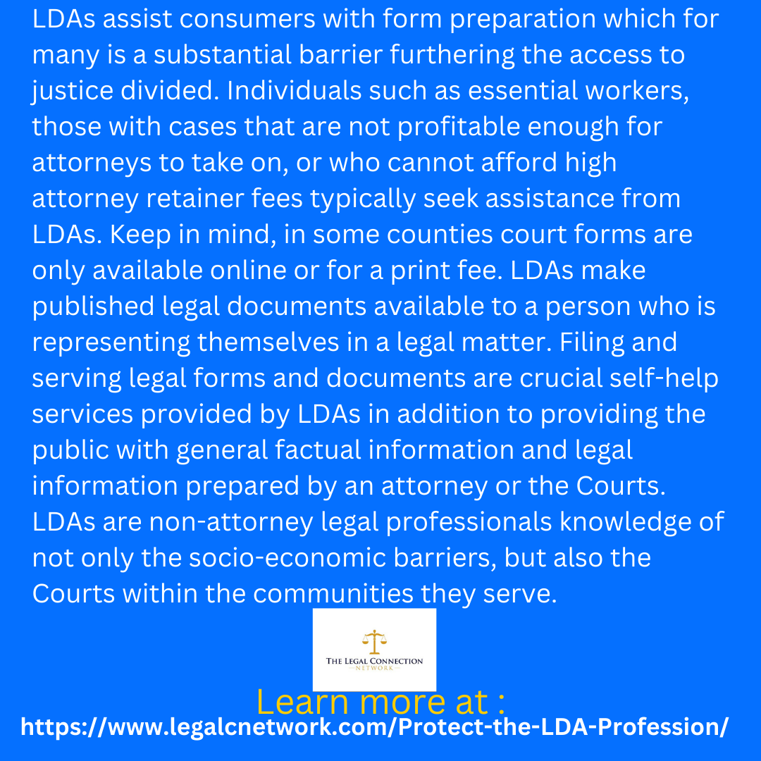LegalcNetwork's tweet image. Make sure the LDA sunset clause is extended. Contact your California Representative and tell them to support AB 690 to renew the LDA Business Profession Code. #legaldocumentassistant #accesstojustice #accessforall #californiabusinessowner #protectsmallbusiness